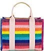 Color:Multi - Image 2 - Crochet Small Southbank Stripe Rainbow Pattern Tote Bag
