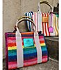 Color:Multi - Image 6 - Crochet Small Southbank Stripe Rainbow Pattern Tote Bag