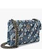 Color:Denim - Image 5 - Denim Crystal Embellished Mini Kensington Crossbody Bag