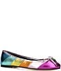 Color:Multi - Image 1 - Metallic Rainbow Leather Eagle Bow Ballerina Flats