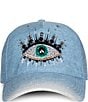 Color:Washed Blue - Image 1 - Evil Eye Crystal Embellished Baseball Cap