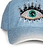 Color:Washed Blue - Image 3 - Evil Eye Crystal Embellished Baseball Cap