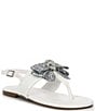 Color:White - Image 1 - Girls' Kensington T-Bar Bow Sandals (Youth)