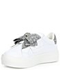 Color:White - Image 4 - Girls' Laney Rhinestone Bow Sneakers (Youth)