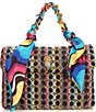 Color:Multi - Image 1 - Kensington Raffia Straw Scarf Crossbody Bag