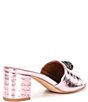 Color:Pink - Image 2 - Kensington Textured Metallic Leather Block Heel Mule Sandals