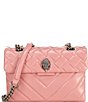 Color:Pink - Image 1 - Large Silver Tone Quilted Kensington Shoulder Bag