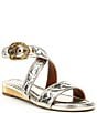 Color:Silver - Image 1 - Mayfair Flat Wrap Leather Sandals