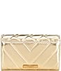Color:Gold - Image 2 - Metallic Extra Mini Leather Quilted Wallet On Chain Crossbody Bag