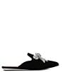 Color:Black - Image 2 - Olive Crystal Bow Velvet Mules