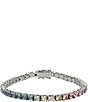 Color:Multi - Image 1 - Pastel Rainbow Cubic Zirconia Stone Tennis Line Bracelet