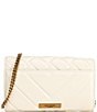 Color:Bone - Image 2 - Gold Hardware Quilted Wallet On Chain Crossbody Bag