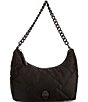 Color:Charcoal - Image 1 - Recycled Quilted Nylon Crossbody Bag