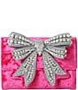 Color:Pink - Image 1 - Velvet Bow Shoreditch Wallet On Chain Crossbody Bag