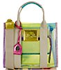 Color:Multi - Image 1 - Vinyl Mini Kensington Rainbow Shimmer Southbank Crossbody Tote Bag