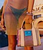 Color:Multi - Image 6 - Vinyl Mini Kensington Rainbow Shimmer Southbank Crossbody Tote Bag