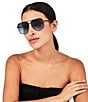 Color:Dark Blue - Image 2 - Women's KGL1003 Shoreditch Navigator 61mm Square Sunglasses