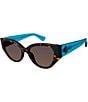 Color:Havana Teal - Image 1 - Women's KGL1007 Shoreditch Small 53mm Havana Oval Sunglasses