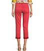 Color:Strawberry - Image 2 - Amy Straight Leg Rolled Up Fray Hem Cropped Jeans