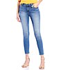 Color:Med Consciously - Image 1 - Connie Mid Rise Skinny Leg Destructed Hem Jeans