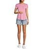 Color:Encourage - Image 3 - Jane High Rise Uneven Rolled-Up Raw Hem Stretch Denim Shorts