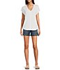Color:Boosted With Dark Wash - Image 3 - Stretch Denim High Rise Shorts