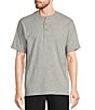Color:Gray Heather - Image 1 - Carefree Unshrinkable Traditional Fit Short Sleeve Henley T-Shirt