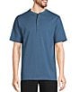 Color:Delta Blue - Image 1 - Carefree Unshrinkable Traditional Fit Short Sleeve Henley T-Shirt