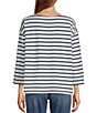 Color:Sailcloth/Classic Navy - Image 2 - Heritage Mariner Striped Boat Neck 3/4 Sleeve Tee