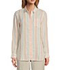 Color:Sunrise Pink - Image 1 - Linen Long Sleeve Button Front Tunic