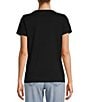 Color:Black - Image 2 - Pima Cotton V-Neck Short Sleeve Tee Shirt