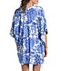 Color:Blue - Image 2 - Beyond The Pacific Printed Open Front Tassel Charm Kimono Swim Cover-Up