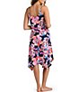 Color:Indigo - Image 2 - Bouquet Floral Print Scarf Hem Swim Cover-Up Tank Dress