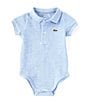 Color:Blue - Image 1 - Baby 6-12 Months Short Sleeve Organic Cotton Pique Polo Bodysuit