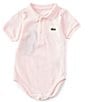 Color:Pink - Image 1 - Baby 6-12 Months Short Sleeve Organic Cotton Pique Polo Bodysuit