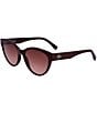 Color:Burgundy - Image 1 - Women's L983S 55mm Cat Eye Sunglasses