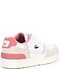 Color:White/Light Pink - Image 2 - Women's T-Clip Contrasted Collar Leather Court Sneakers