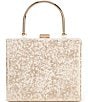 Color:Champagne - Image 2 - Jacquard Top Handle Minaudiere Crossbody Clutch