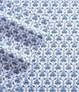 Color:Porcelain Blue - Image 3 - 300-Thread Count Rosemarie Geometric Blue Cotton Sateen Sheet Set