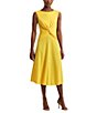 Color:Primrose Yellow - Image 1 - Boat Neck Sleeveless Twist Front Midi Dress
