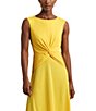 Color:Primrose Yellow - Image 3 - Boat Neck Sleeveless Twist Front Midi Dress