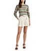 Color:Winter Cream - Image 3 - Chain Trim Pleated High Rise Pocketed Short