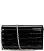 Color:Black - Image 2 - Croco Embossed Leather Medium Adair Crossbody Bag