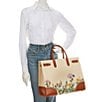Color:Riviera Floral/Sand/LRN Tan - Image 4 - Embroidered Canvas Large Devyn Tote Bag