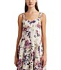 Color:White Multi - Image 3 - Floral Linen Sleeveless V-Neck Fit and Flare Midi Dress