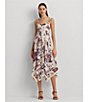 Color:White Multi - Image 4 - Floral Linen Sleeveless V-Neck Fit and Flare Midi Dress