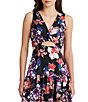 Color:Black/Purple Multi - Image 3 - Floral Twist Front V-Neck Sleeveless Fit and Flare Dress