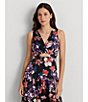Color:Black/Purple Multi - Image 6 - Floral Twist Front V-Neck Sleeveless Fit and Flare Dress