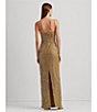 Color:Burnished Tan/Gold - Image 5 - Geometric Sequin Motif Square Neck Sleeveless Spaghetti Strap Gown
