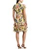 Color:Cream Multi - Image 2 - Georgette Floral Print V-Neck Flutter Sleeve Tiered Hem Dress